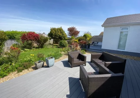 The patio, outdoor sitting area & garden at Sundown, Saundersfoot