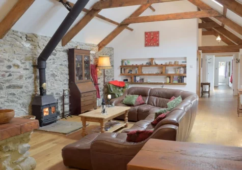 The living area at Swallow Lodge at Upper Farms Barns, Mathry