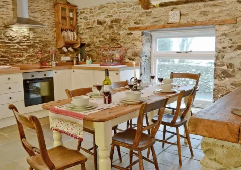 The kitchen & dining area at Swallow Lodge at Upper Farms Barns, Mathry