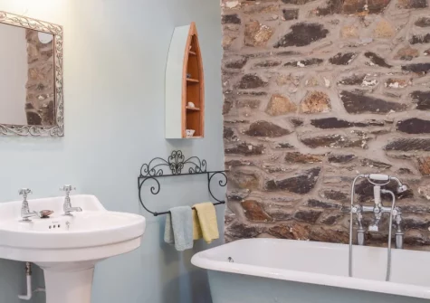 The bathroom at Swallow Lodge at Upper Farms Barns, Mathry