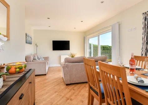 The living & dining area at Tafliad Carreg, Abersoch