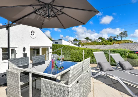 The enclosed patio & alfresco dining area at Tafliad Carreg, Abersoch
