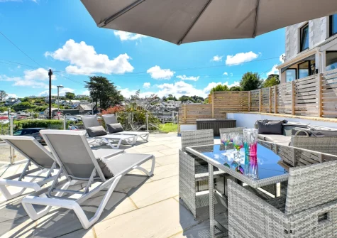 The enclosed patio & alfresco dining area at Tafliad Carreg, Abersoch