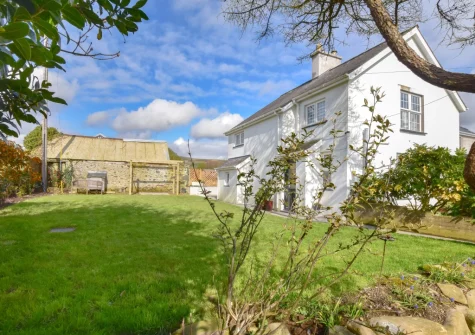 The enclosed lawned garden at Talafon, Pencaenewydd