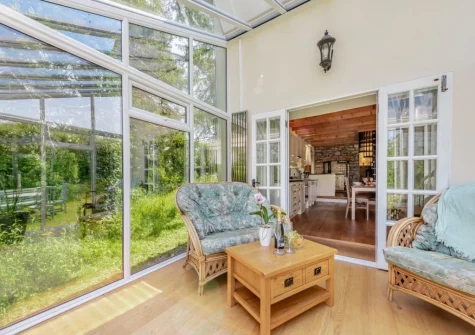 The conservatory at Tan y Castell Cottage, Llan-mill