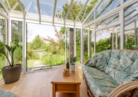 The conservatory at Tan y Castell Cottage, Llan-mill