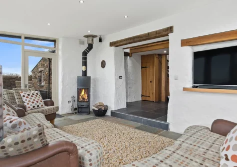 The living room at Temple Barn, Square and Compass