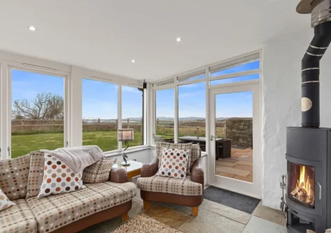The living room at Temple Barn, Square and Compass