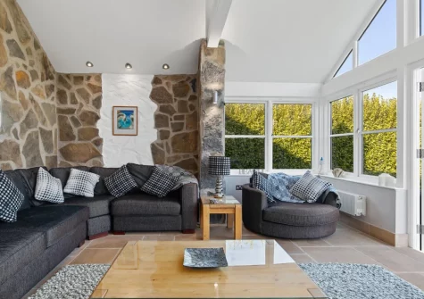 The living room at Temple House, Square and Compass