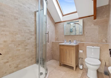 The shower room at Temple House, Square and Compass
