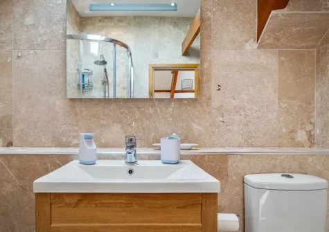 The shower room at Temple House, Square and Compass