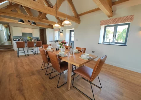 The dining area at The Barn at Arnold's Hill Farm, Slebech