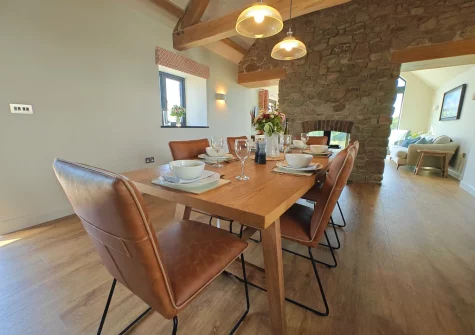 The dining area at The Barn at Arnold's Hill Farm, Slebech