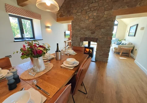 The dining area at The Barn at Arnold's Hill Farm, Slebech