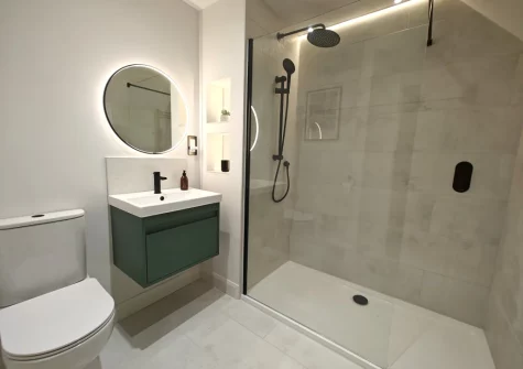 Bedroom #1 en-suite shower room at The Barn at Arnold's Hill Farm, Slebech