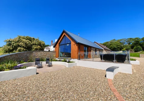 The terrace & outdoor sitting area at The Barn at Arnold's Hill Farm, Slebech