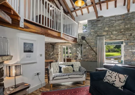 The living area at The Barn, Llanddewi Velfrey