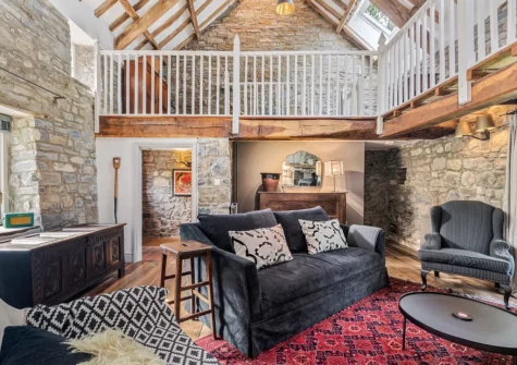 The living area at The Barn, Llanddewi Velfrey