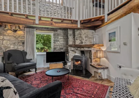 The living area at The Barn, Llanddewi Velfrey