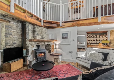 The living area at The Barn, Llanddewi Velfrey