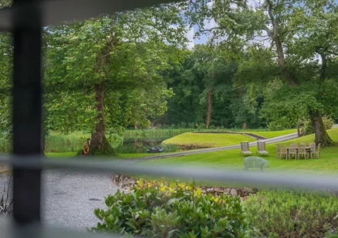 The garden & alfresco dining area at The Barn, Llanddewi Velfrey
