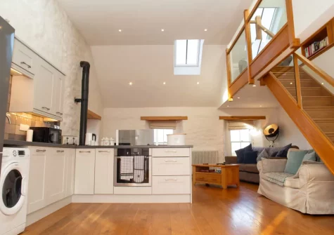 The living area & kitchen at The Croft, LLanrhian