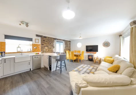 The living area & kitchen at The Granary, St Florence