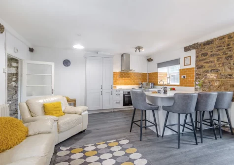 The living area & kitchen at The Granary, St Florence