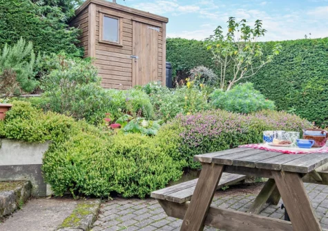 The patio, alfresco dining area & garden at The Lavenders, Penally