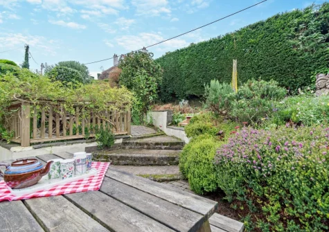The patio, alfresco dining area & garden at The Lavenders, Penally