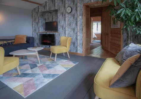The living area at The Lodge At Sheepswalk Farm, Amroth