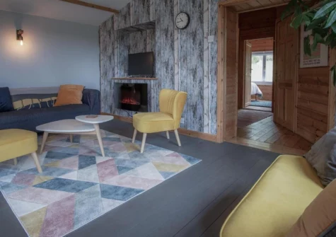 The living area at The Lodge At Sheepswalk Farm, Amroth