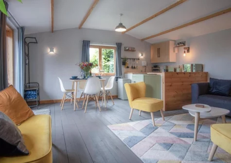 The living area at The Lodge At Sheepswalk Farm, Amroth