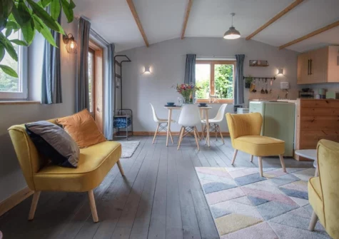 The living area at The Lodge At Sheepswalk Farm, Amroth