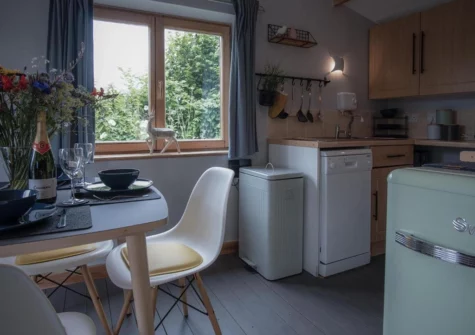 The kitchen at The Lodge At Sheepswalk Farm, Amroth