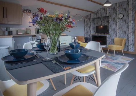 The dining area at The Lodge At Sheepswalk Farm, Amroth