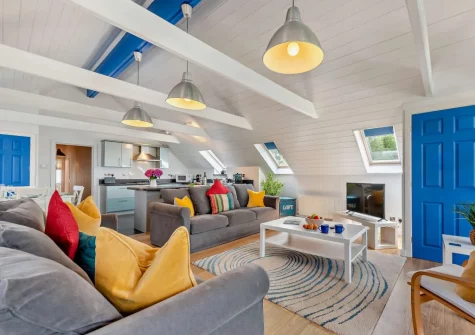 The living area at The Loft, Trefloyne Manor, Penally