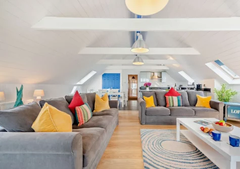 The living area at The Loft, Trefloyne Manor, Penally