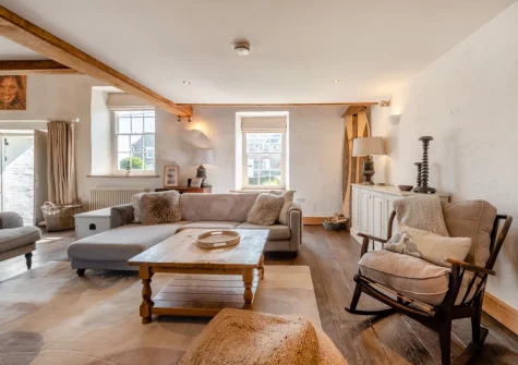 The living area at The Old Chapel, Rhodiad y Bren