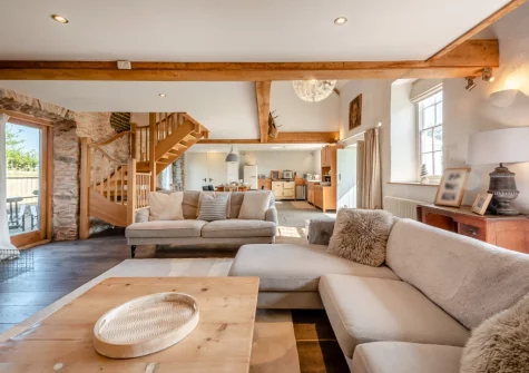 The living area at The Old Chapel, Rhodiad y Bren