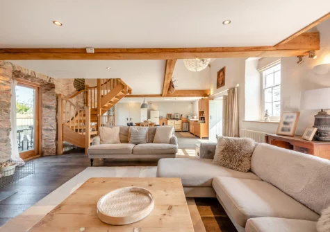 The living area at The Old Chapel, Rhodiad y Bren