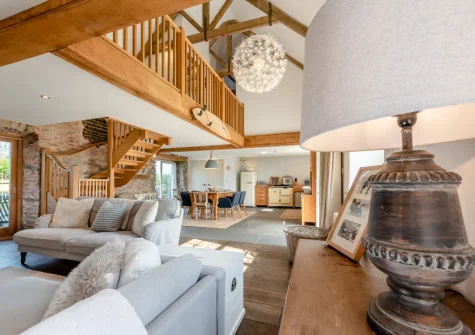 The living area at The Old Chapel, Rhodiad y Bren