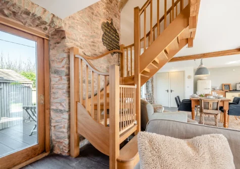 The living area at The Old Chapel, Rhodiad y Bren