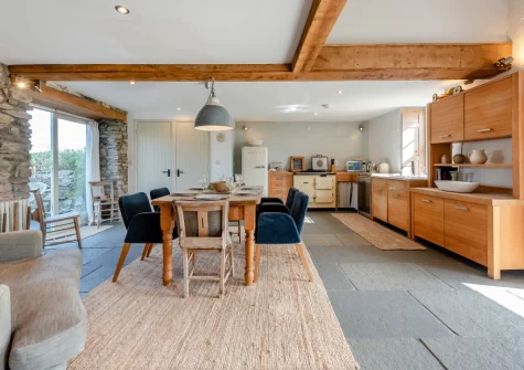 The kitchen & dining area at The Old Chapel, Rhodiad y Bren