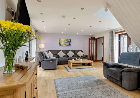 The living area at The Old School Hall, Loveston