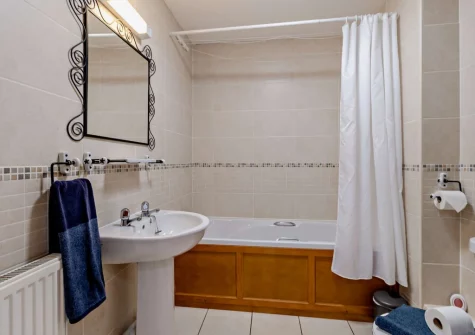 The ground floor bathroom at The Old School Hall, Loveston