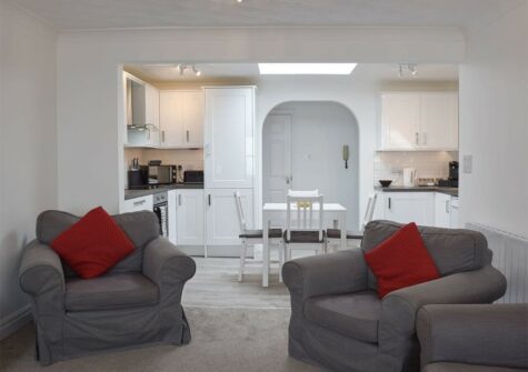 The living area at The Penthouse at Newton Croft, Tenby