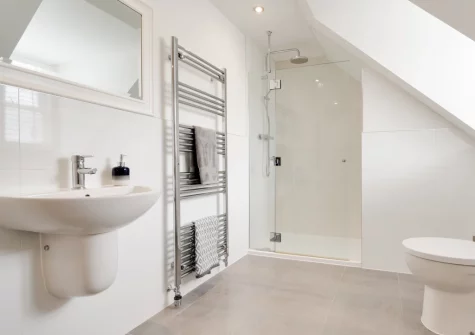 Bedroom #1 en-suite shower room at The Sandbox, Saundersfoot