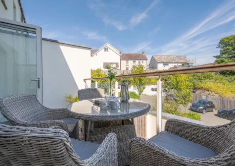 The first floor balcony & outdoor sitting area at The Sandbox, Saundersfoot