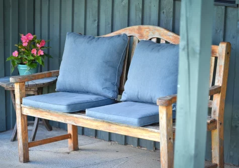 The terrace & outdoor sitting area at The Stables, Abererch